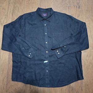 Untuckit Button Up Shirt Men's Size 2XL Black 100% Linen Vin Santo
